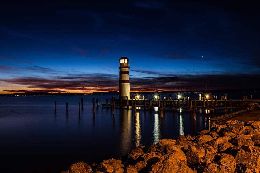 Coast, Nature, Night, Reflection, Lighthouse HD wallpaper