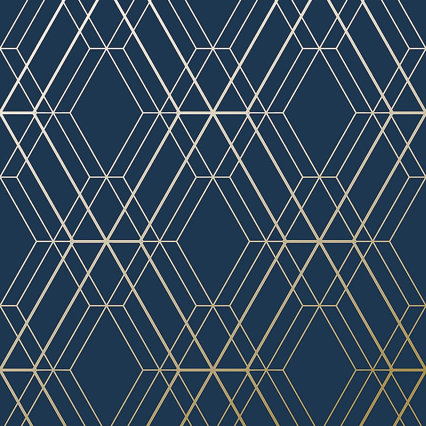 Metro Diamond Geometric - Navy Blue and Gold - WOW003 World of .uk: DIY & Tools, Light Blue Geometric HD phone wallpaper
