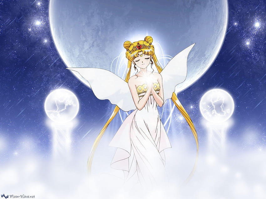 Tsukino Usagi, kanatlar, yıldızlar, uzun saç, anime, ay, Sailor Moon, gökyüzü, sarı saç, kraliçe HD duvar kağıdı