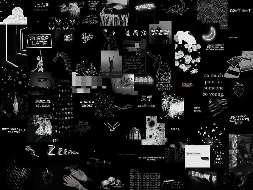Negro estético, collage • Para ti Para y móvil, iPad estético negro fondo de pantalla