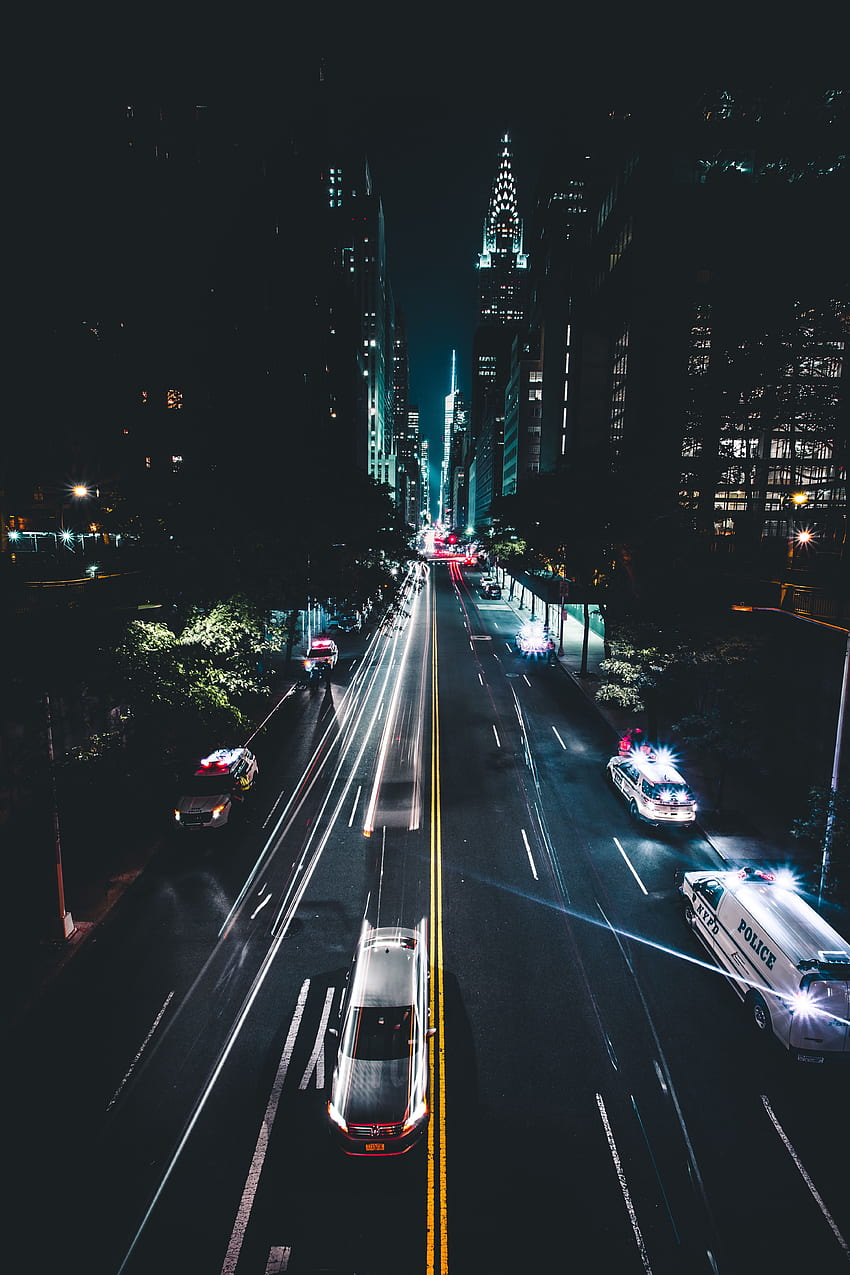 Cities, Usa, Cars, Road, Markup, Movement, Traffic, Night City, United States, New York HD phone wallpaper