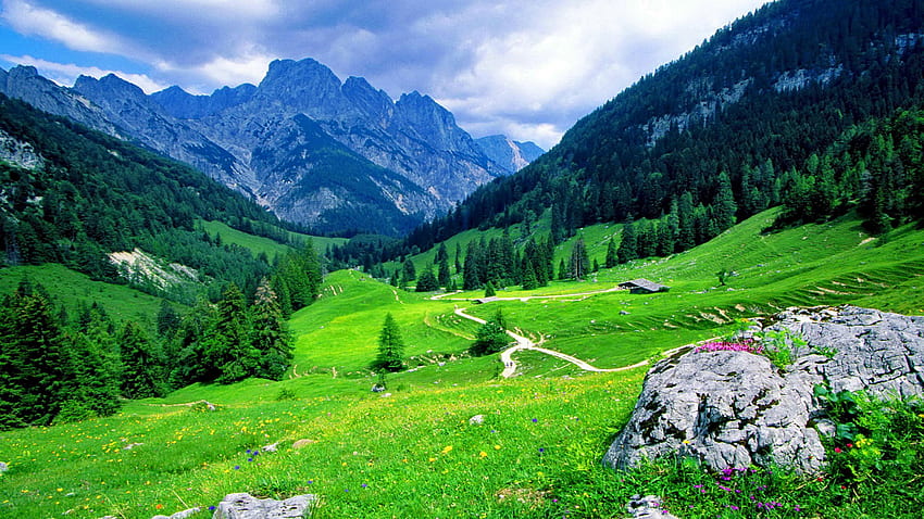 Berchtesgadener 알펜 국립 공원 바이에른 독일 아름 다운 녹색 산 풍경 HD 월페이퍼