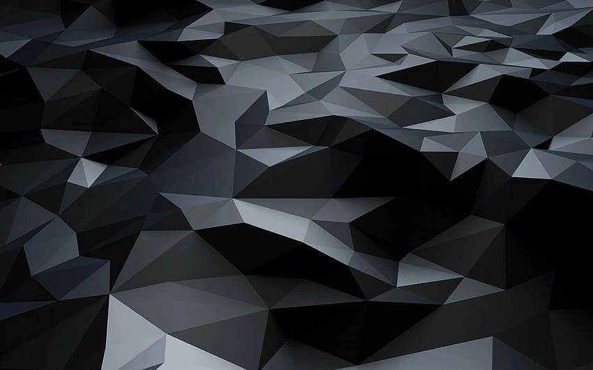 Black 3D Polygons Dark Pattern Ultra Polymorphic HD wallpaper