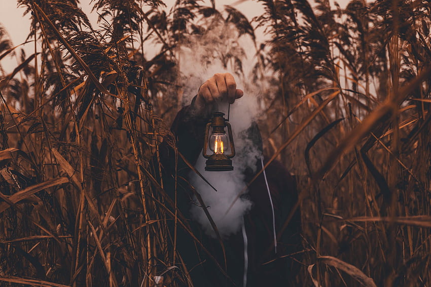 Grass, Smoke, Hand, , , Lamp, Lantern, Human, Person HD wallpaper