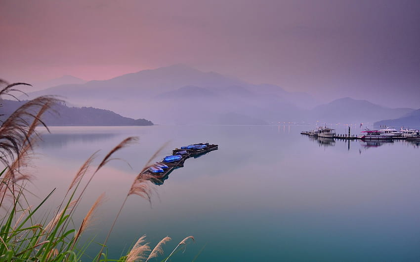 Nature, Boats, Lake, Fog HD wallpaper