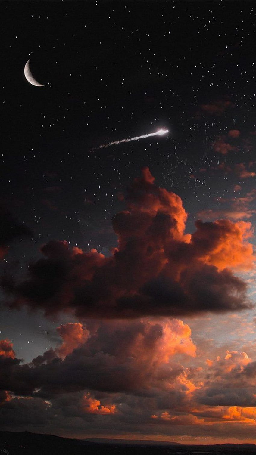 iPhone – Ein Nachthimmel mit einer Sternschnuppe, Stars HD-Handy-Hintergrundbild
