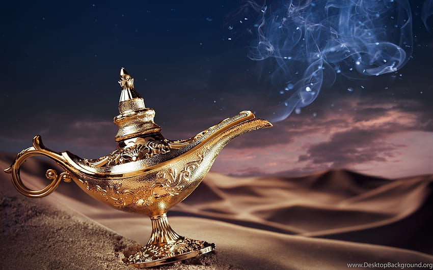 Lámpara mágica de la noche árabe de la lámpara de Aladino fondo de pantalla