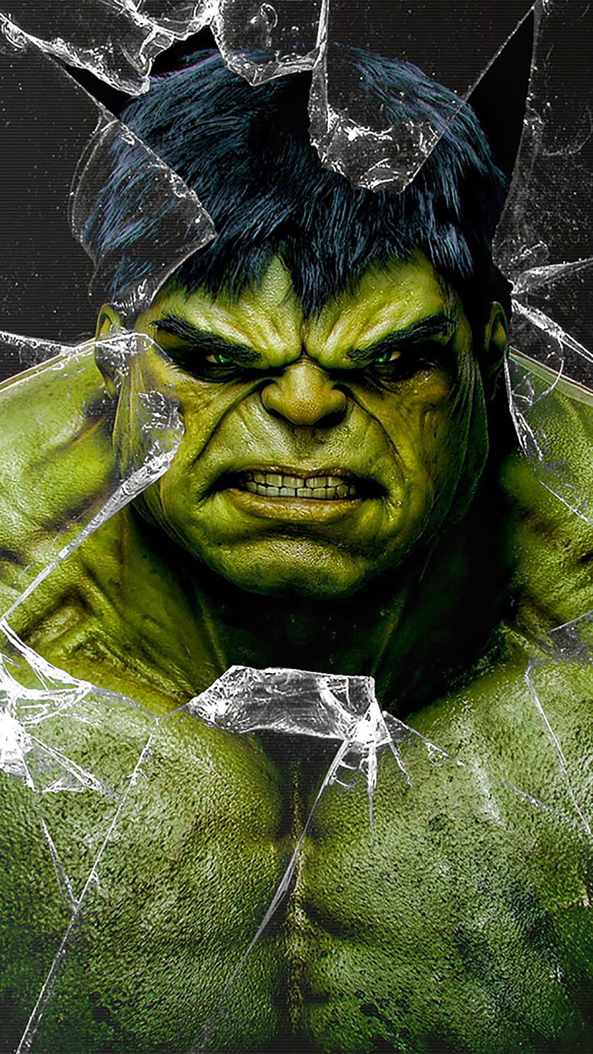 Hulk broken glass for iPhone X, 8, 7, 6, Incredible Hulk HD phone wallpaper