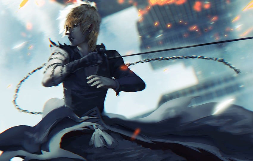 Wallpaper battlefield, sword, game, Bleach, anime, japanese clothes,  katana, man for mobile and desktop, section сёнэн, resolution 3300x1786 -  download