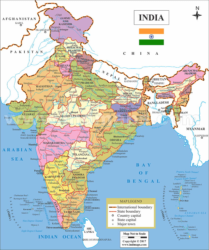 Karte von Indien. Indien-Karte im Jahr 2019. Indien-Karte, Landkarte HD-Handy-Hintergrundbild