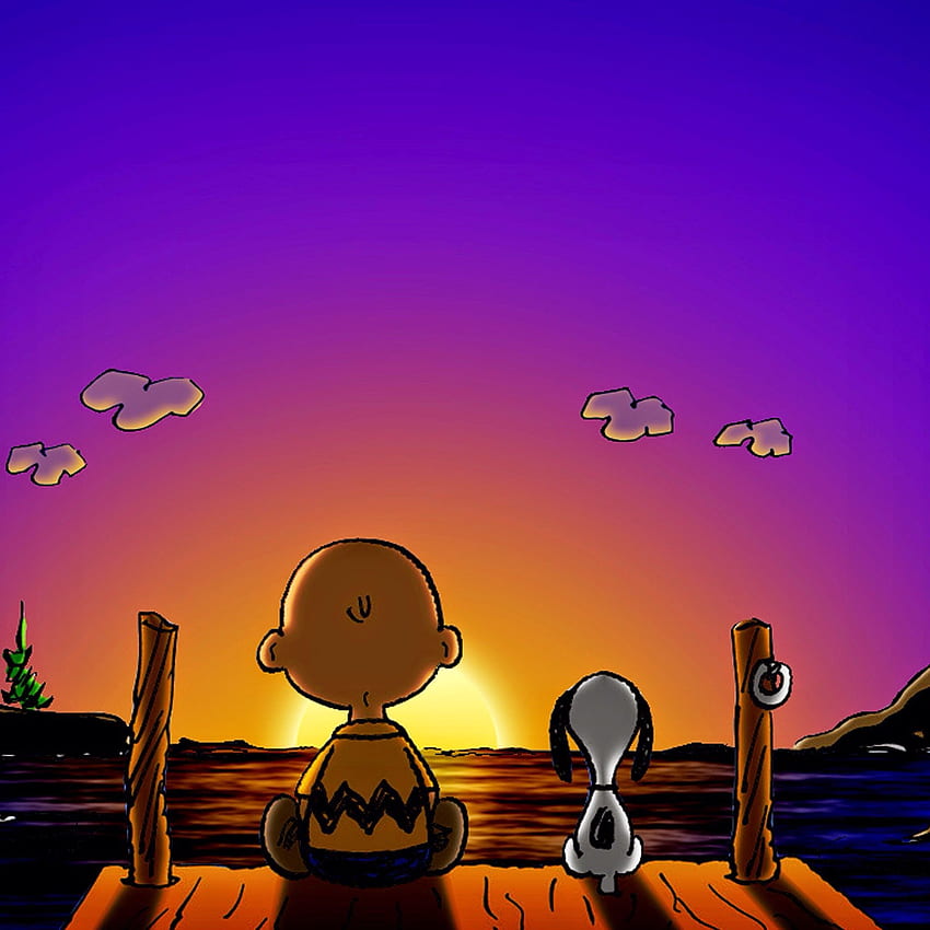 Charlie Brown & Snoopy - Sunset at the dock. Snoopy , Snoopy , Snoopy, Snoopy Summer HD phone wallpaper
