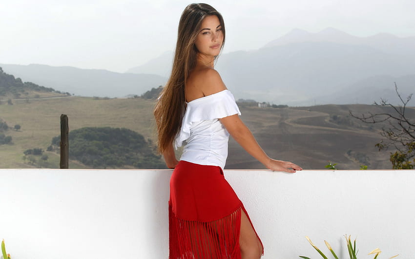 Lorena Garcia, etek, açık havada, model, esmer HD duvar kağıdı