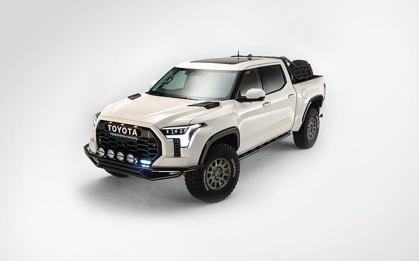 2021, Toyota Tundra TRD Desert Chase, front view, exterior, Toyota Tundra tuning, new white, Tundra TRD, Japanese cars, Toyota HD wallpaper