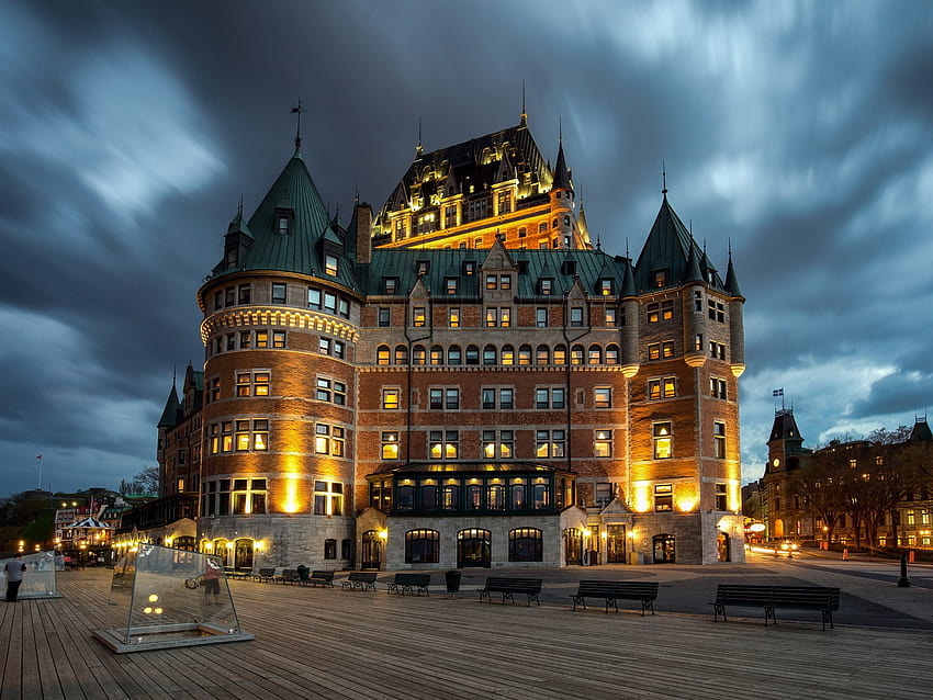 Kanada, Quebec, Miasto, Noc, Budynki, Światła - Montmorency Park National Historic Site - & Background , Quebec Tapeta HD