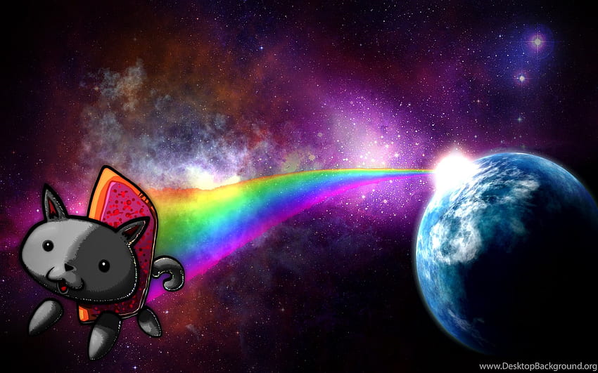 พื้นหลัง Nyan Cat Galaxy ยอดนิยม, Galaxy Cat ที่น่าทึ่ง วอลล์เปเปอร์ HD