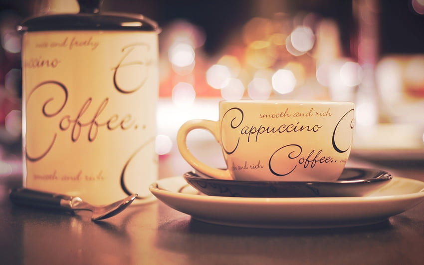 Cappuccino&Coffee, good morning, jar, break, coffee, cappuccino, cup HD wallpaper