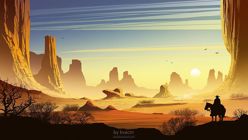 Wild West by Michal Kváč. Digital art anime, Fantasy artist, Wild West Landscape HD wallpaper