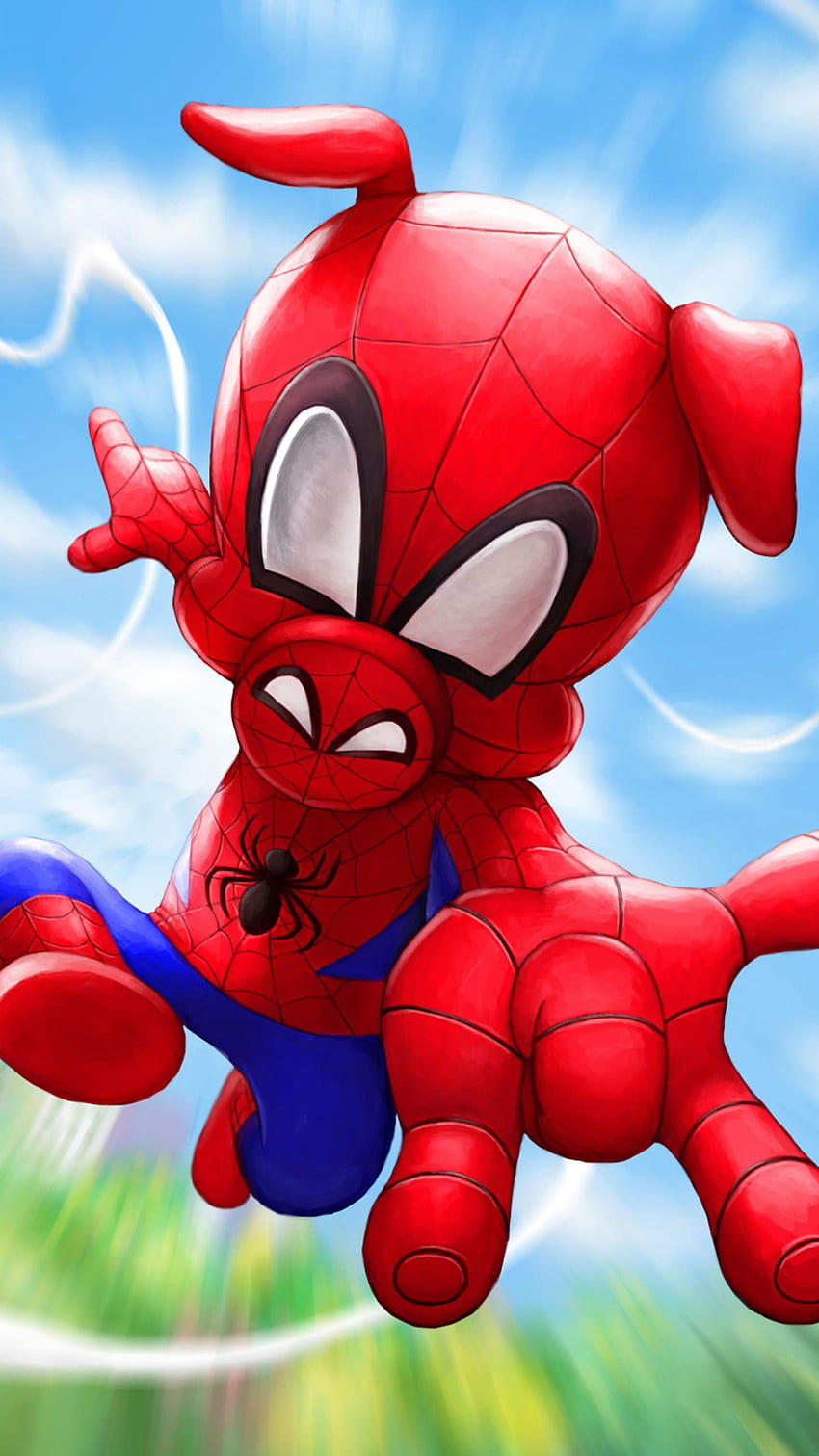 piggy laba-laba, merah, langit, biru, manusia laba-laba, jaring, babi wallpaper ponsel HD