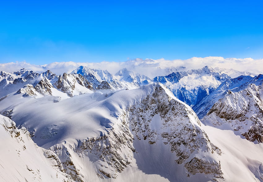 トップス, 冬, 自然, 山, 頂点, 雪に覆われた, スノーバウンド 高画質の壁紙
