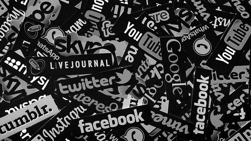 Czarno-białe media społecznościowe i tło Tapeta HD