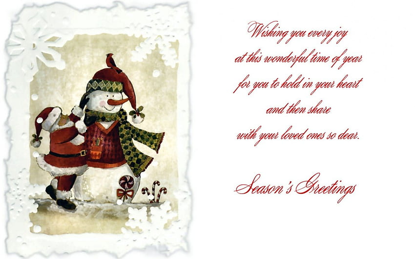 Santa and Snowman , art, illustration, artwork, snowman, occasion, wide screen, holiday, Christmas, santa HD wallpaper