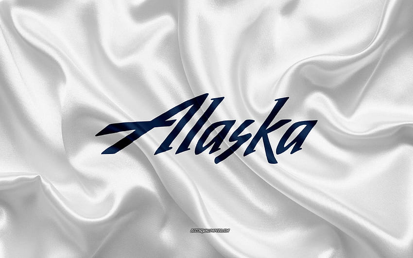 โลโก้ Alaska Airlines สายการบิน เนื้อไหมสีขาว โลโก้สายการบิน สัญลักษณ์ Alaska Airlines พื้นหลังไหม ธงไหม Alaska Airlines สำหรับที่มีความละเอียด . คุณสูง วอลล์เปเปอร์ HD