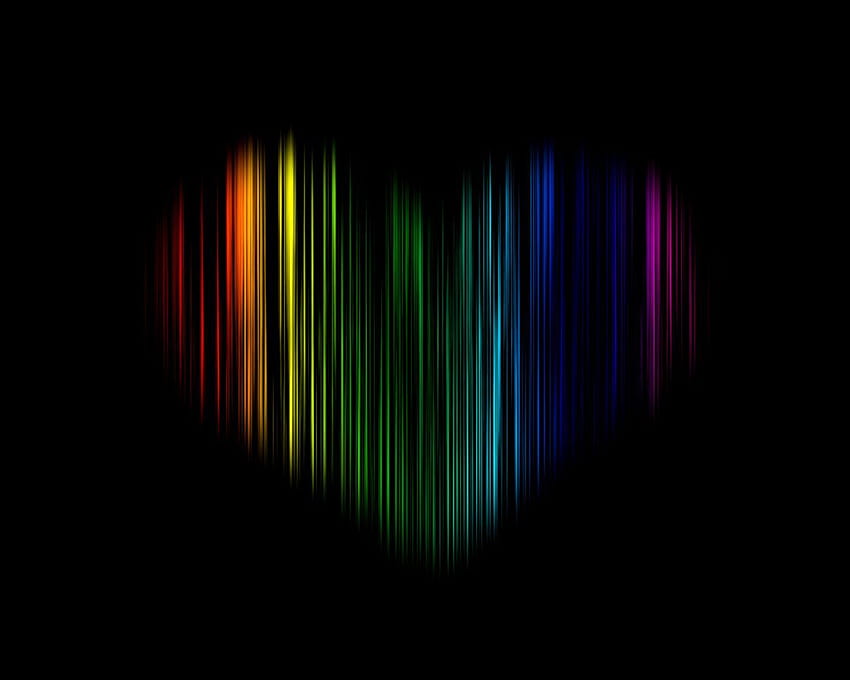 Rainbow Heart Black Background, LGBT Heart HD wallpaper