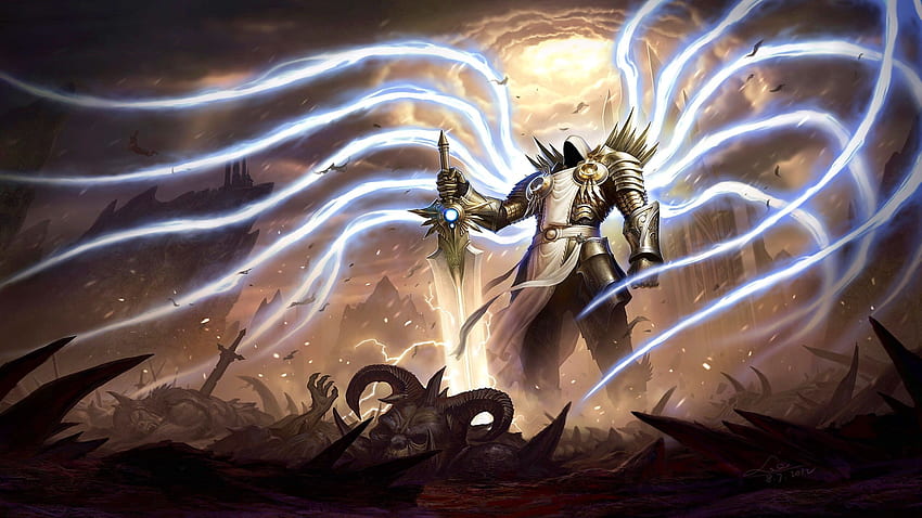 Diablo Tyrael digital, Diablo III, Tyrael, Flügel, Erzengel HD-Hintergrundbild