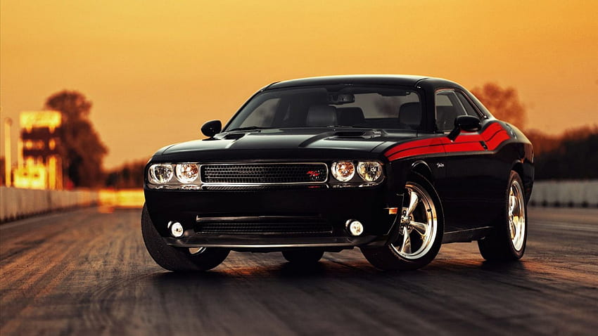 Dodge Challenger, esquivar, negro, retador, coche fondo de pantalla