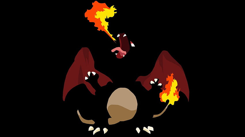 pokemon, black, minimalistic, fire, Charizard, shiny pokemon HD wallpaper