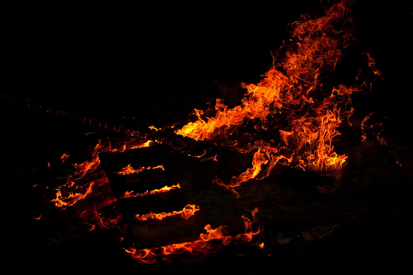 Fire, Bonfire, Dark, Flame, Lines, Dark Background HD wallpaper