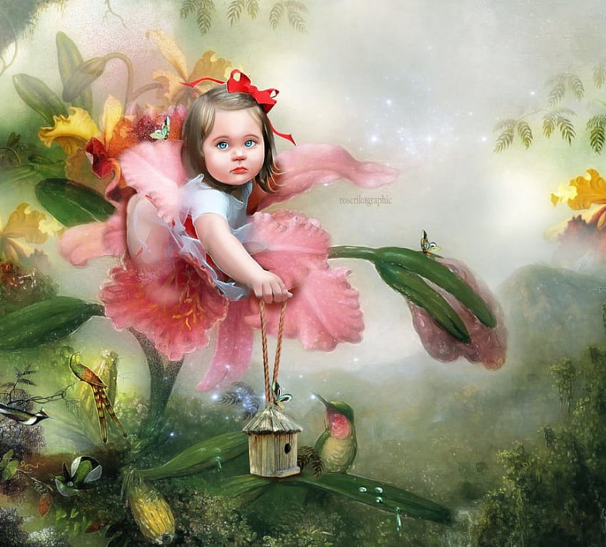 Cute Child, girl, abstract, fantasy, child HD wallpaper