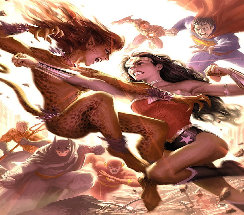 Wonder Woman vs Cheetah, flash, wonder woman, superman, batman, cheetah Wallpaper HD