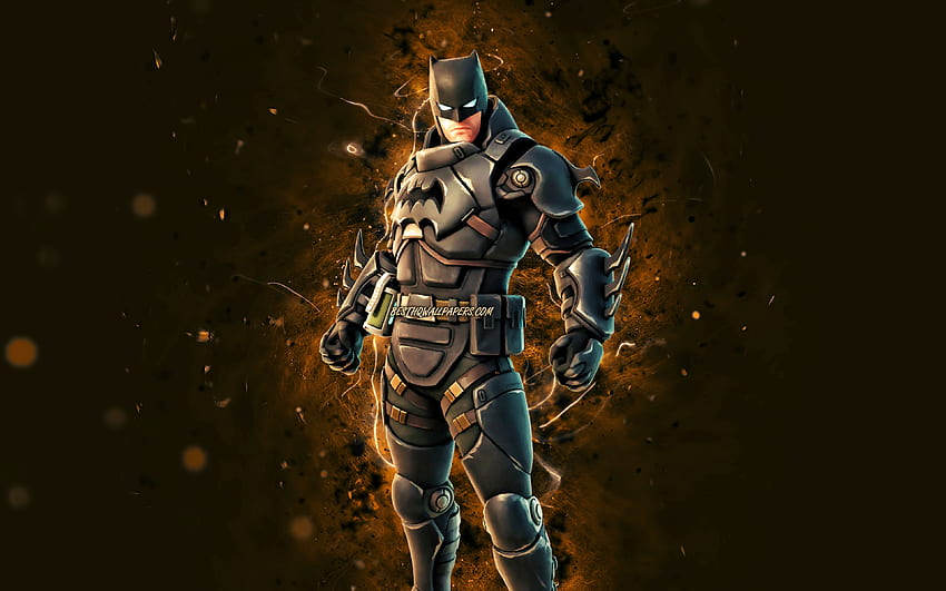 Armored Batman Zero,, lampu neon coklat, Fortnite Battle Royale, karakter Fortnite, Armored Batman Zero Skin, Fortnite, Armored Batman Zero Fortnite Wallpaper HD