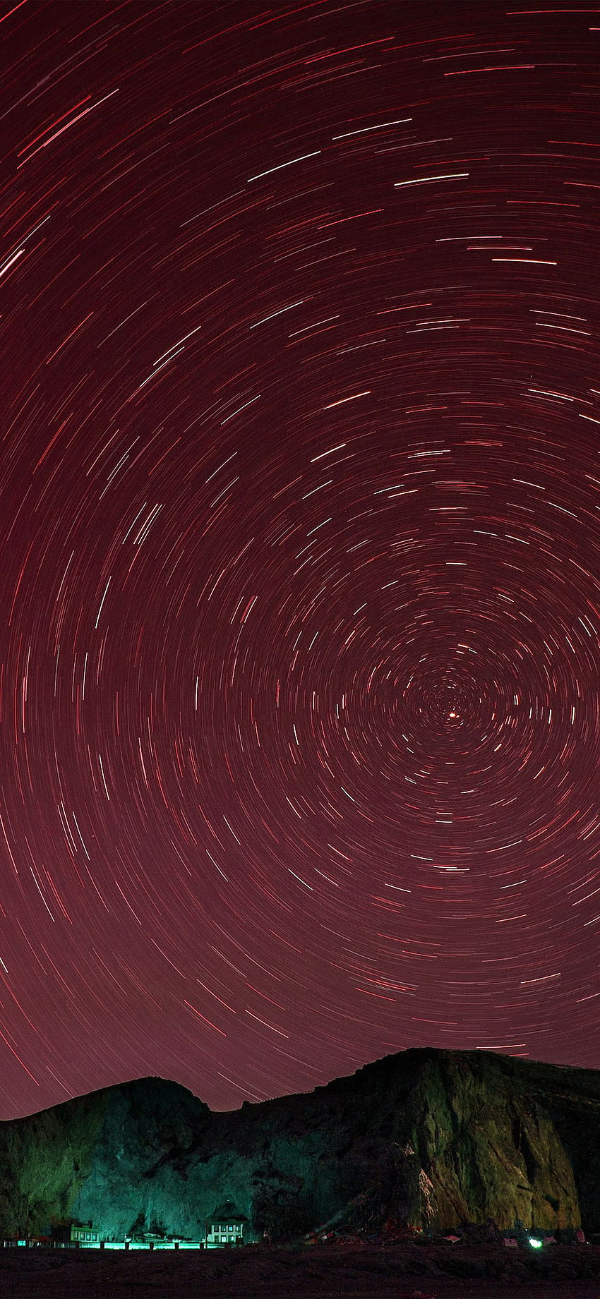 iPhone X . sky star round night red dark nature mountain, Burgundy HD phone wallpaper