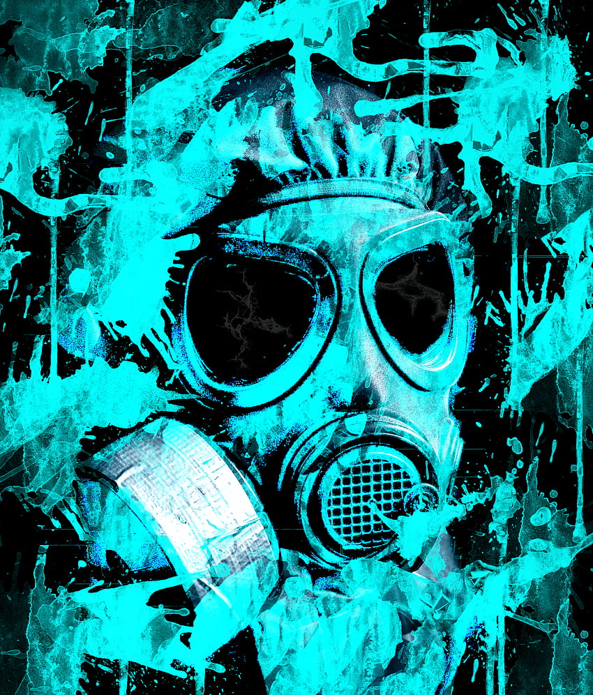 Máscara de neón, máscara de gas azul fondo de pantalla del teléfono