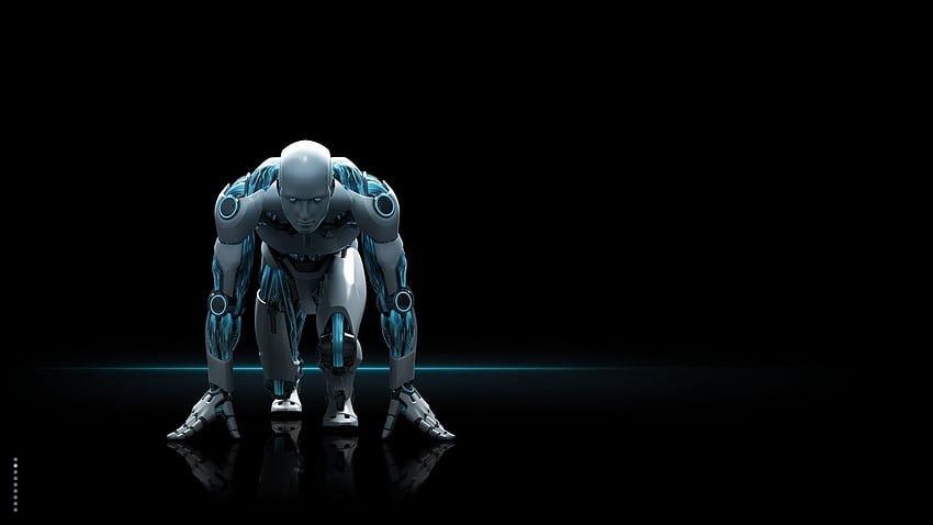 robot, androidy, sztuka cyfrowa, CGI, science fiction, czarne tło / i mobilne tło Tapeta HD