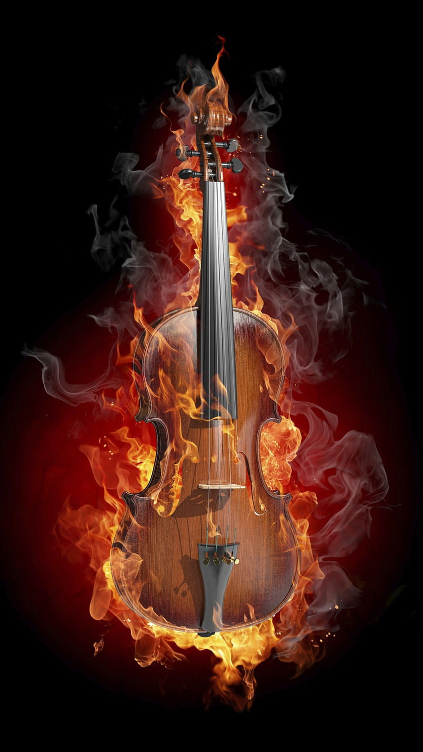 skrzypce, instrument smyczkowy, płomień, instrument smyczkowy, ogień, skrzypce, rodzina skrzypiec, instrument smyczkowy, chordofony szarpane, instrument muzyczny, gitara Tapeta na telefon HD
