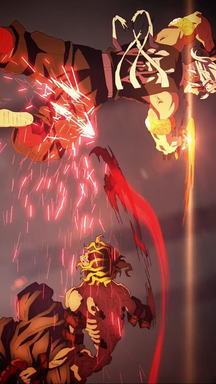 Gyutaro vs Uzui, heat, red, slayer, tengen, demon, anime HD phone wallpaper