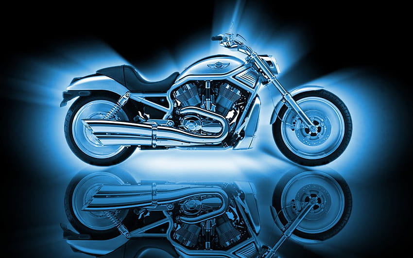 harley davidson, sepeda motor, biru, harley, davidson Wallpaper HD