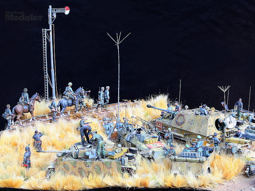 Kursk Operasyonu Zitadelle Muharebesi'nin savaş dioraması. FineScale Modelci Dergisi HD duvar kağıdı