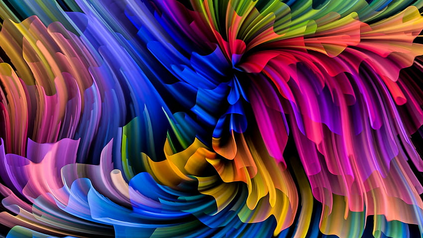 抽象的な虹の渦巻き、カラフル、渦巻き、デジタル、抽象、虹 高画質の壁紙