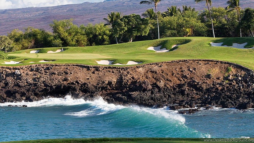ハワイ ビーチ ゴルフ コース、島、ビュー、ハワイ デュアル スクリーン 高画質の壁紙