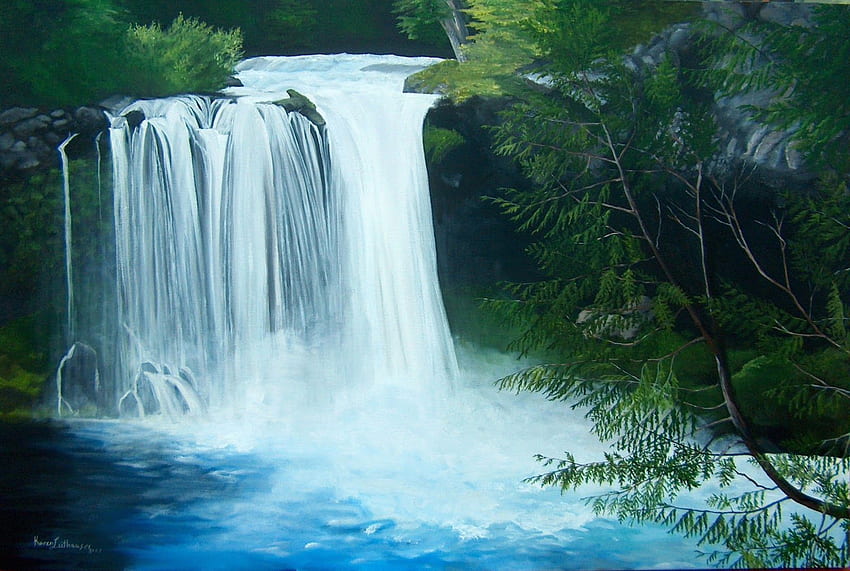 High Resolution Waterfall - Waterfall Painting Feng Shui - & Background,  Waterfall Art HD wallpaper | Pxfuel