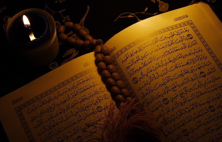 vela, livro, religião, Islã, Alcorão, escrita árabe para, seção разное, árabe papel de parede HD