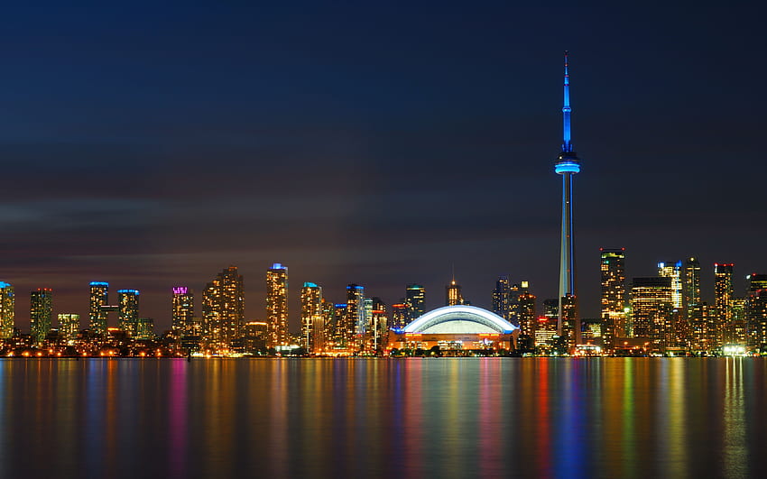 toronto, skyscrapers, night, panorama, Toronto Skyline HD wallpaper