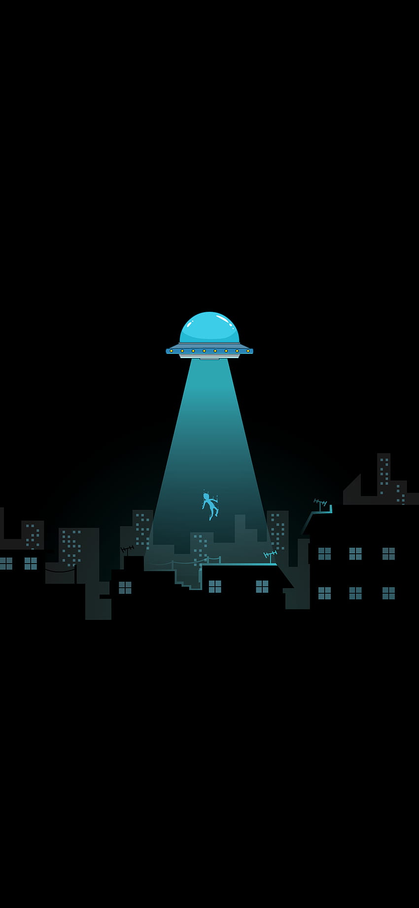 BLACK AMOLED UFO 납치, 귀여운 UFO HD 전화 배경 화면