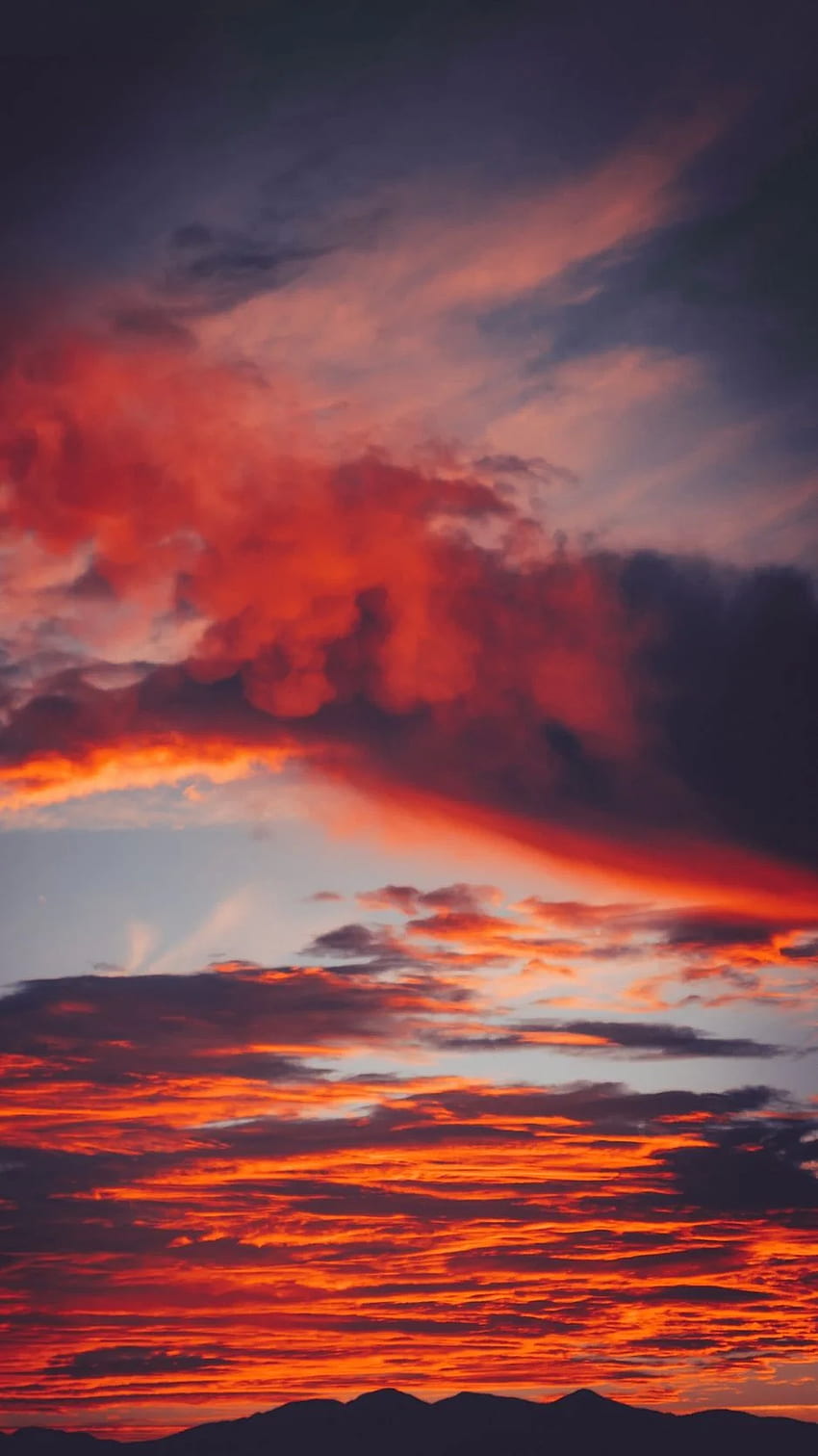 chmury, niebo, zachód słońca, czerwony, porowaty Tapeta na telefon HD