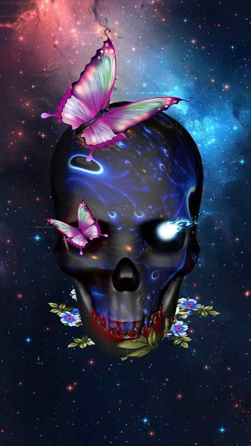 3D galaxy Skull butterfly theme for Android HD phone wallpaper