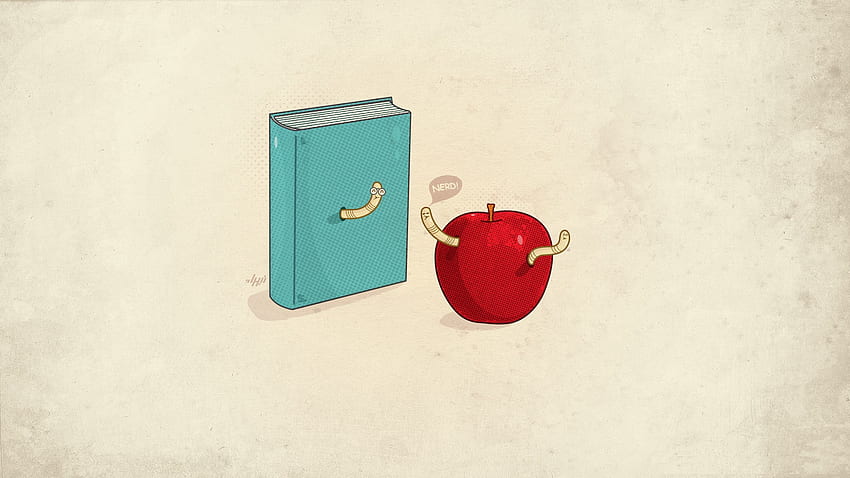 Kunst, Apfel, Minimalismus, Buch, Würmer HD-Hintergrundbild